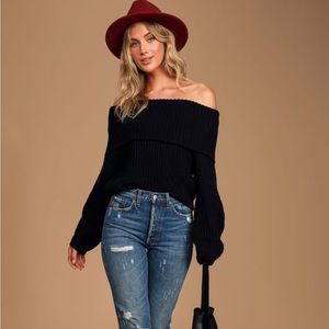 Carmichael Black Off-the-Shoulder Knit Sweater